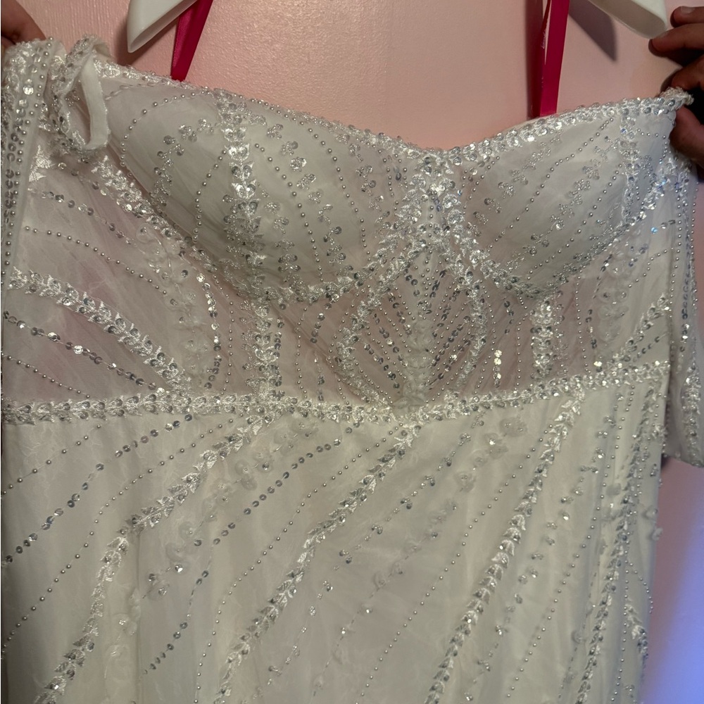 Barbie collab White Sequin Embellished Dress size 28w